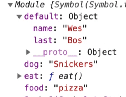 module having default dog eat and food properties