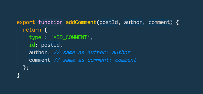 🔥 ES6 improved object syntax is great when an object's property is named the same as the variable it's being set to
