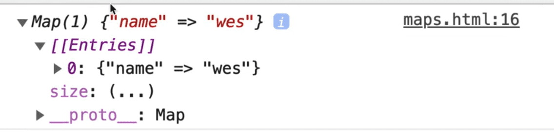 browser console output showing myMap Map instance