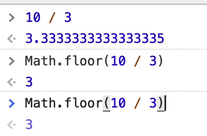 divide and math.floor as wrong approach