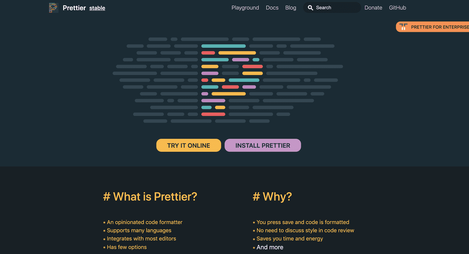 prettier homepage