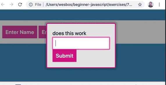 does this work popup with an input and submit button