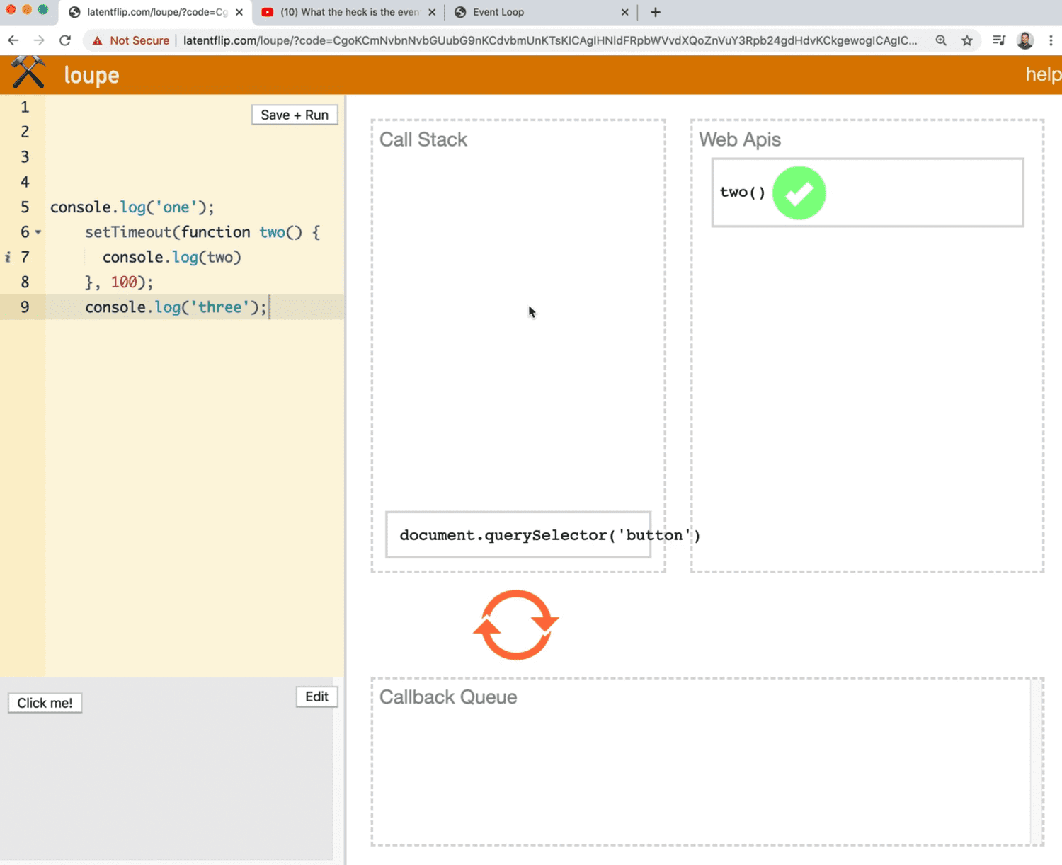 a tool loupe which will help us visualize the callstack
