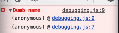 console error method also gives stack trace