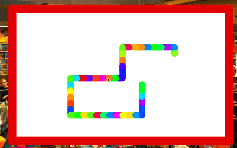 canvas showing a line with random colors