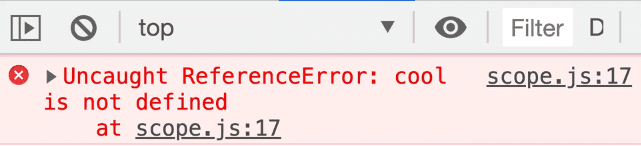 console showing Uncaught ReferenceError: cool is not defined