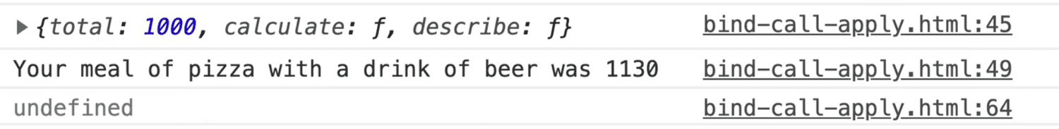 calling the modified myMeal function in console