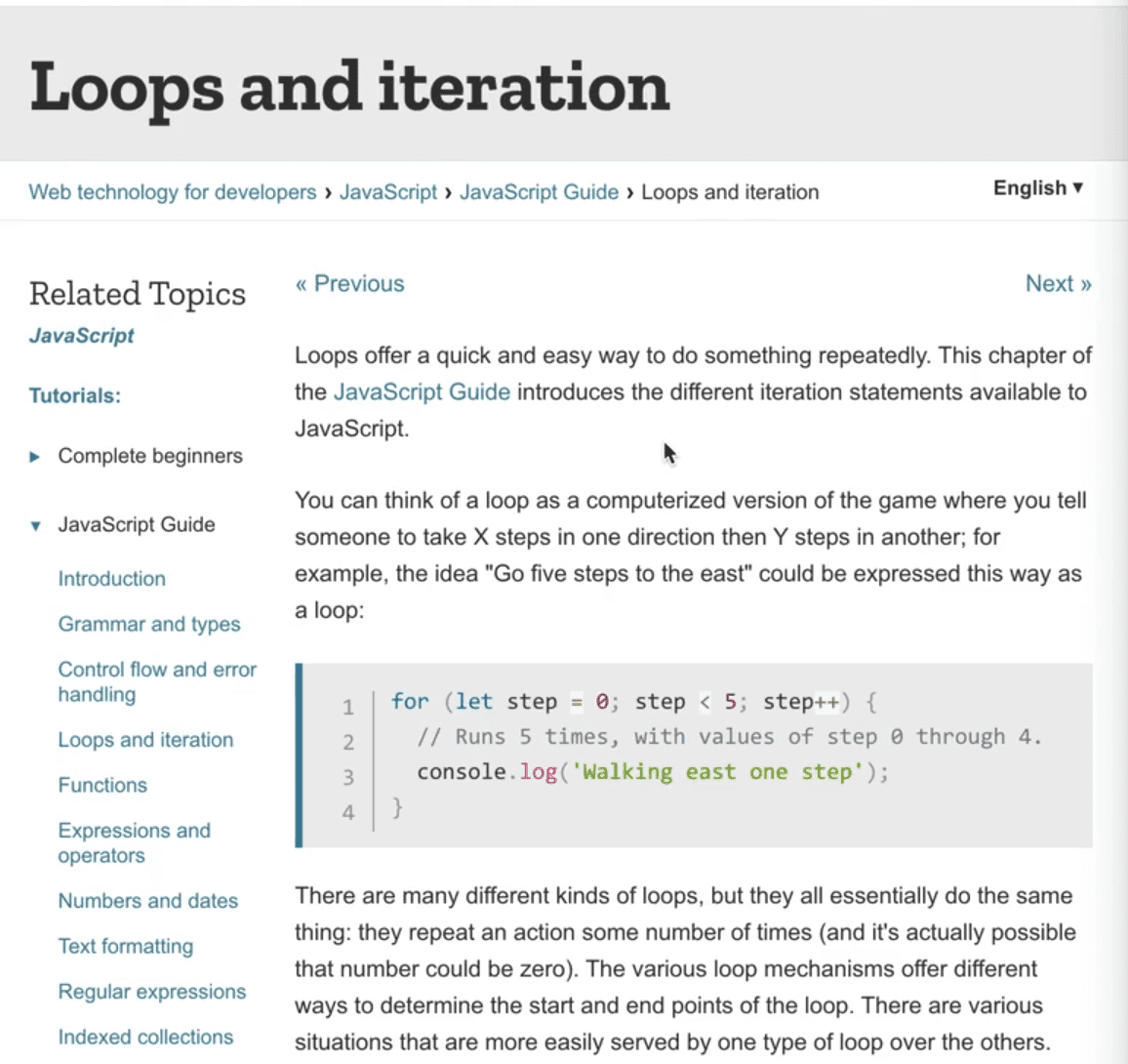 loops and iteration documentation