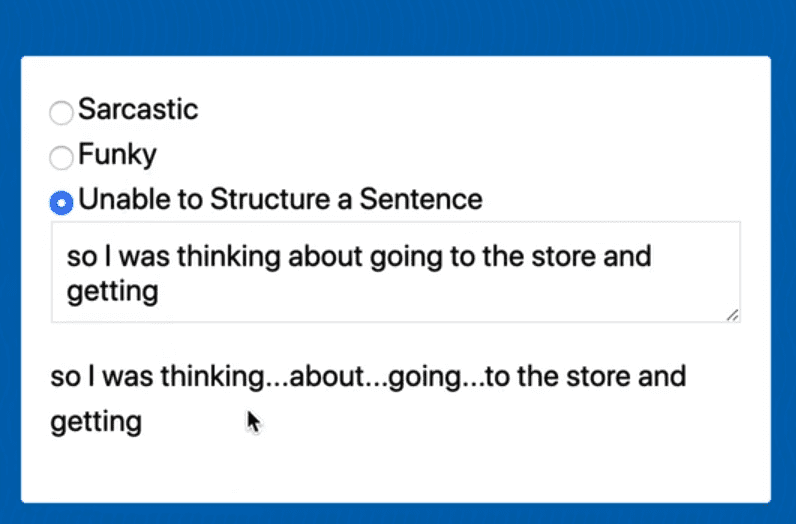 unable to structure a sentence generator