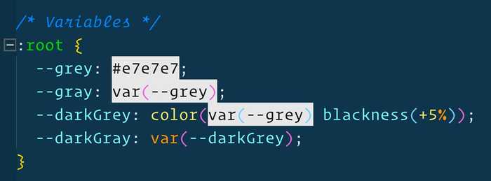 🔥 CSS variables can be set to other CSS variables. Also we will soon be able to tweak colours with colour functions in CSS directly.

Good for Canadians who can never remember which way to spell grey
