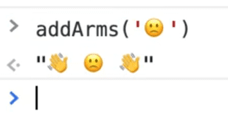 calling addArms funtion and passing an emoji as argument
