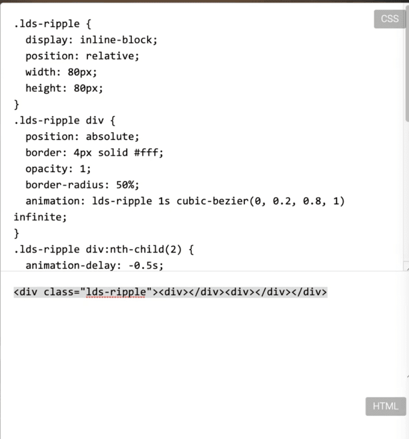 css and html for a loading icon