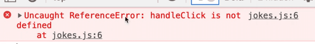 reference error - handleClick is not defined