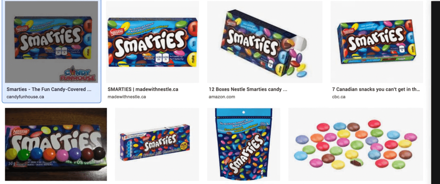 pack of 10 smarties (a candy in canada)