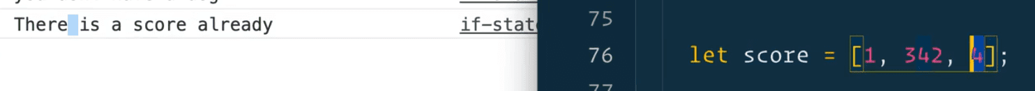browser console showing output; There is a score already