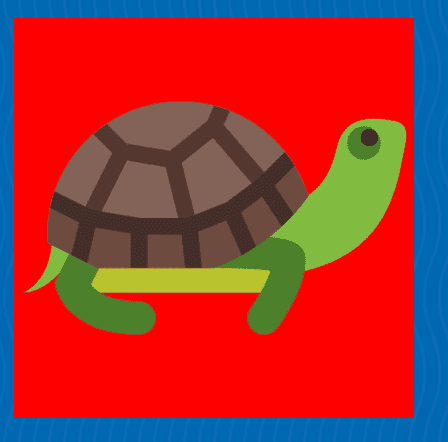 rendered page showing turtle on red background