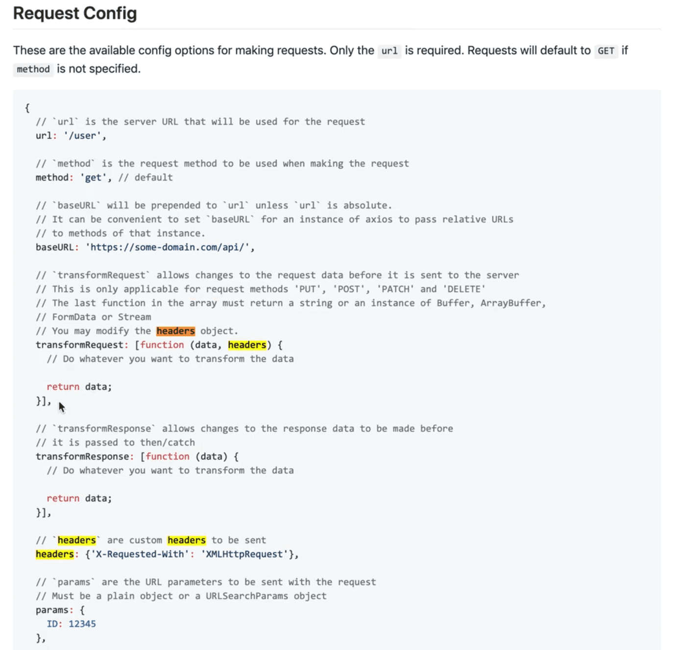 axios default headers