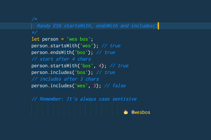 🔥 Three less JavaScript Regexes you'll have to write with ES6 startsWith(),  endsWith()