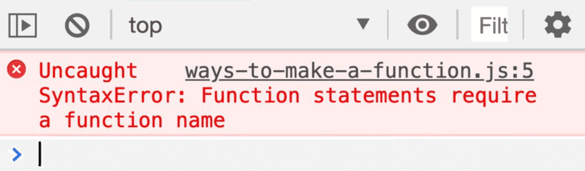 declare function without name throws error