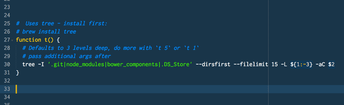 🔥 Use the tree command to visually list directories. Add t() to .zshrc file for quick + easy defaults.
